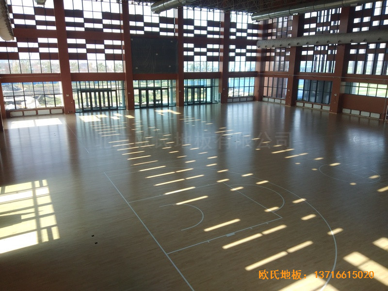 河北工程大學(xué)新校區(qū)籃球館體育木地板施工案例5